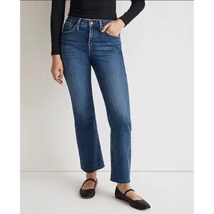 MADEWELL Women's Kick Out Crop Jeans Size 24 Blue Brinton NM242 Mid Rise NWT